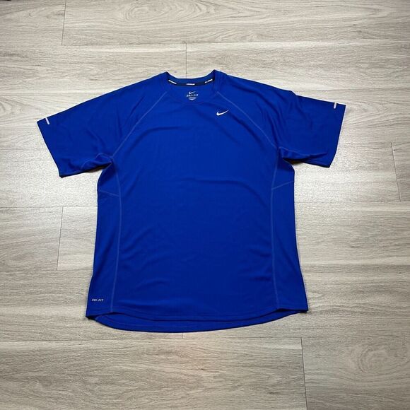 Nike Shirt Mens Extra Large Blue Running Active Training Dri Fit - Picture 1 of 9